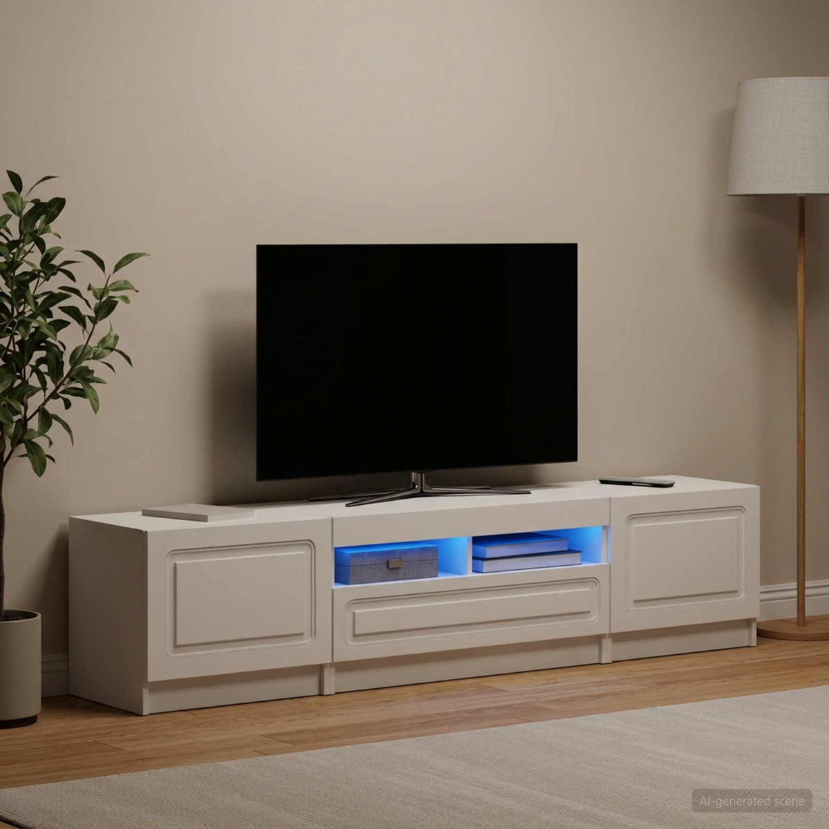 LED TV Cabinet UTRECHT 3 pcs White Engineered Wood