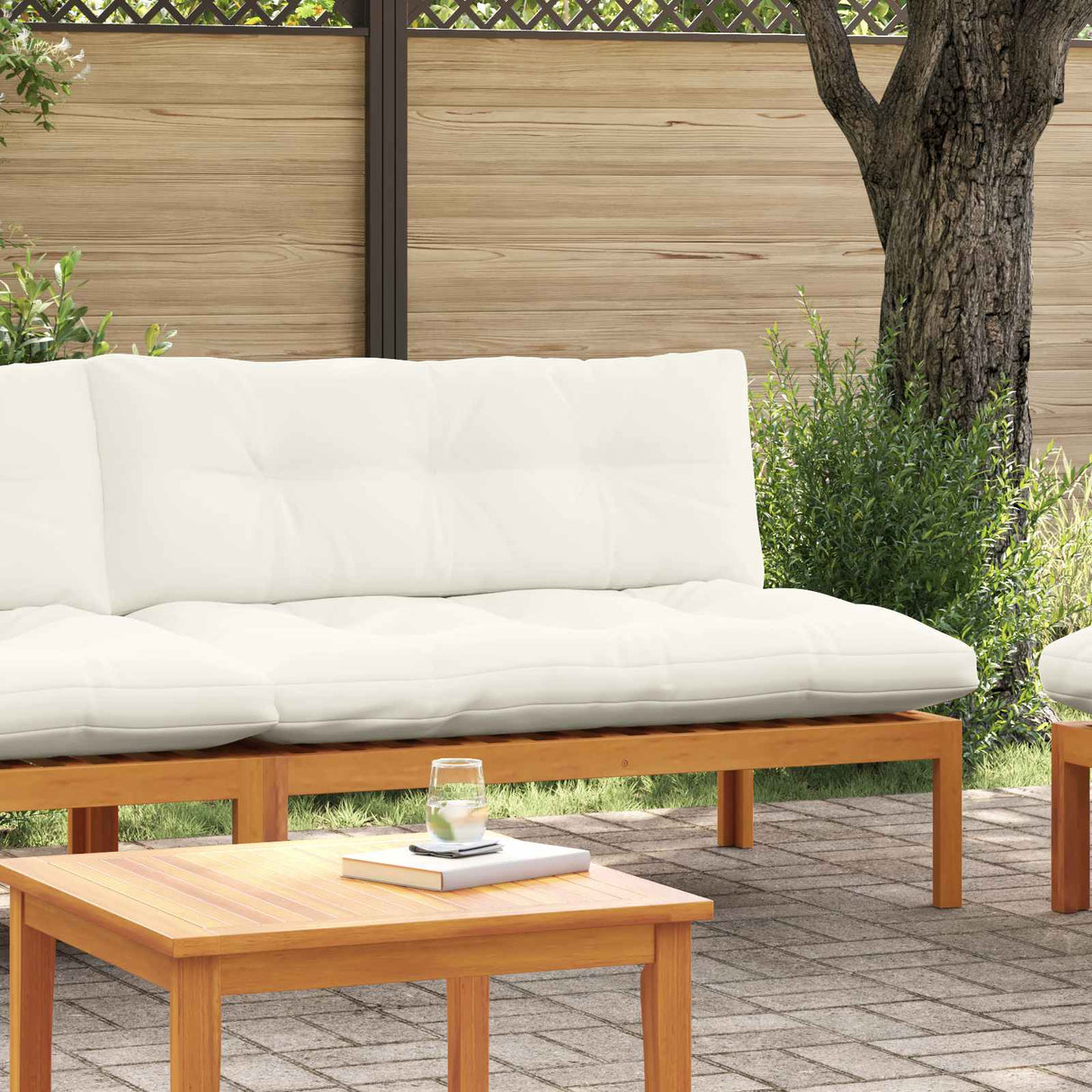 Middle Sofa Unit Natural and Cream White 120 x 80 x 82 cm