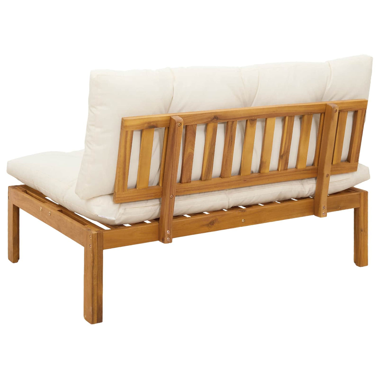 Garden Middle Sofa Natural and Cream White Acacia Wood