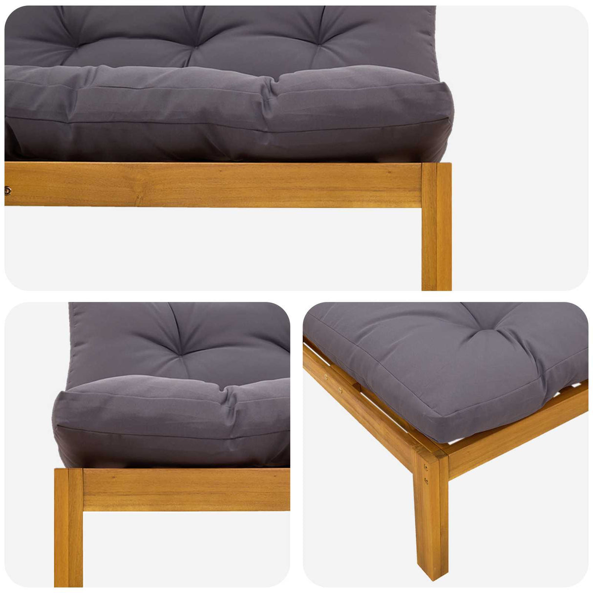 Middle Sofa Unit Natural and Dark Grey 120 x 80 x 82 cm