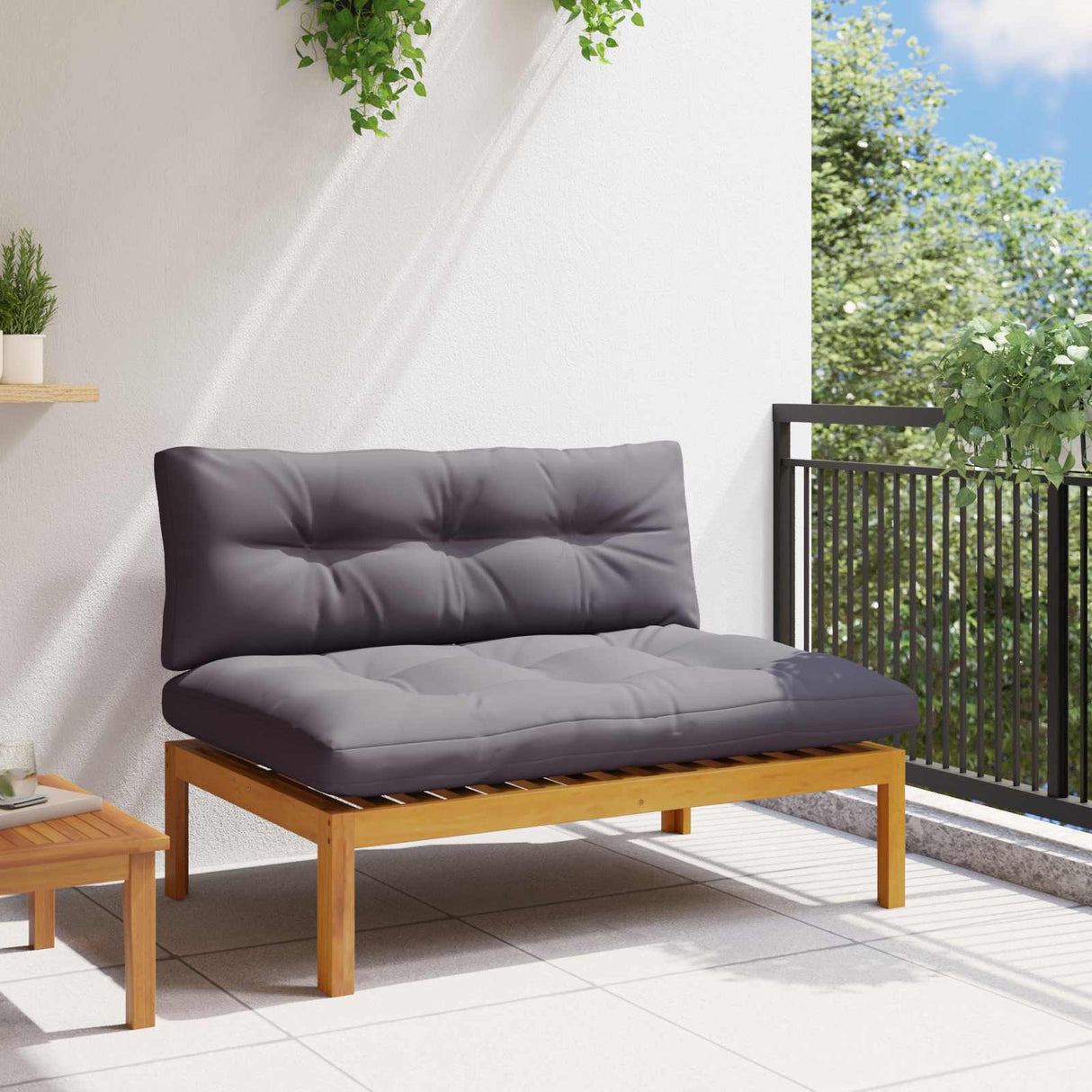 Middle Sofa Unit Natural and Dark Grey Acacia Wood