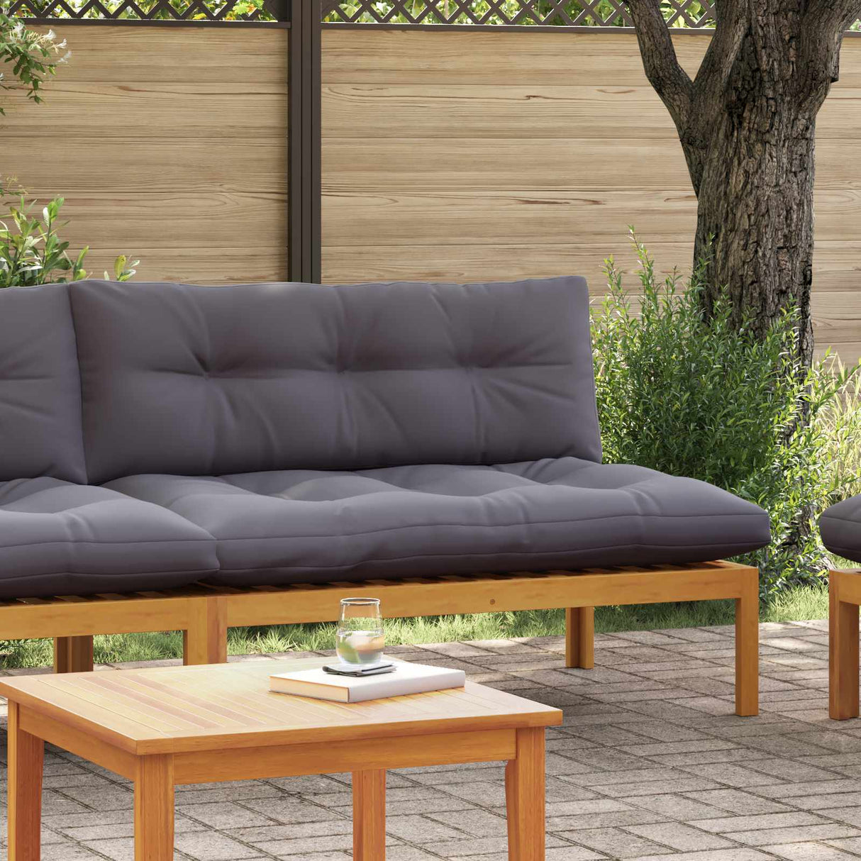 Middle Sofa Unit Natural and Dark Grey Acacia Wood