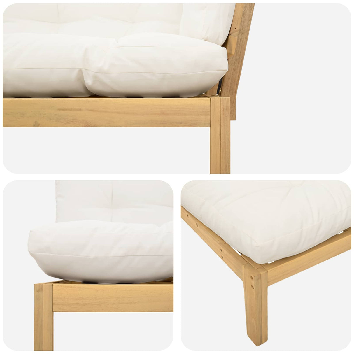 Corner Sofa Unit Light Acacia and Cream White 132 x 92 x 82 cm