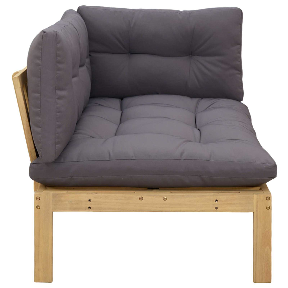 Corner Sofa Unit Light Acacia and Dark Grey 132 x 92 x 82 cm