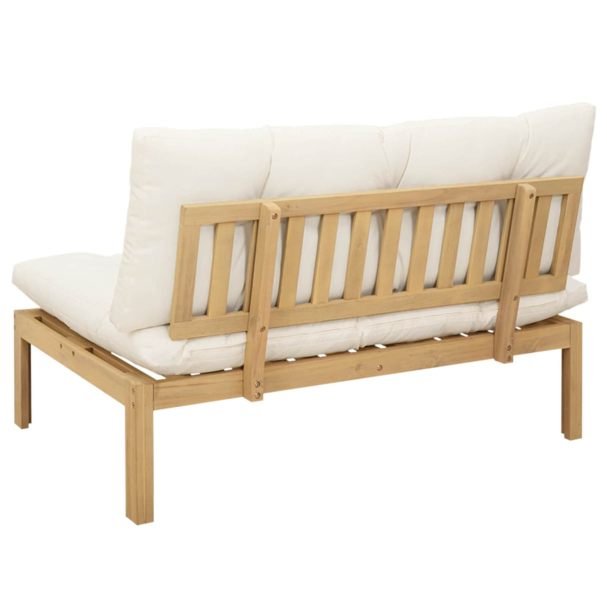 Middle Sofa Unit Light Acacia and Cream White Acacia Wood