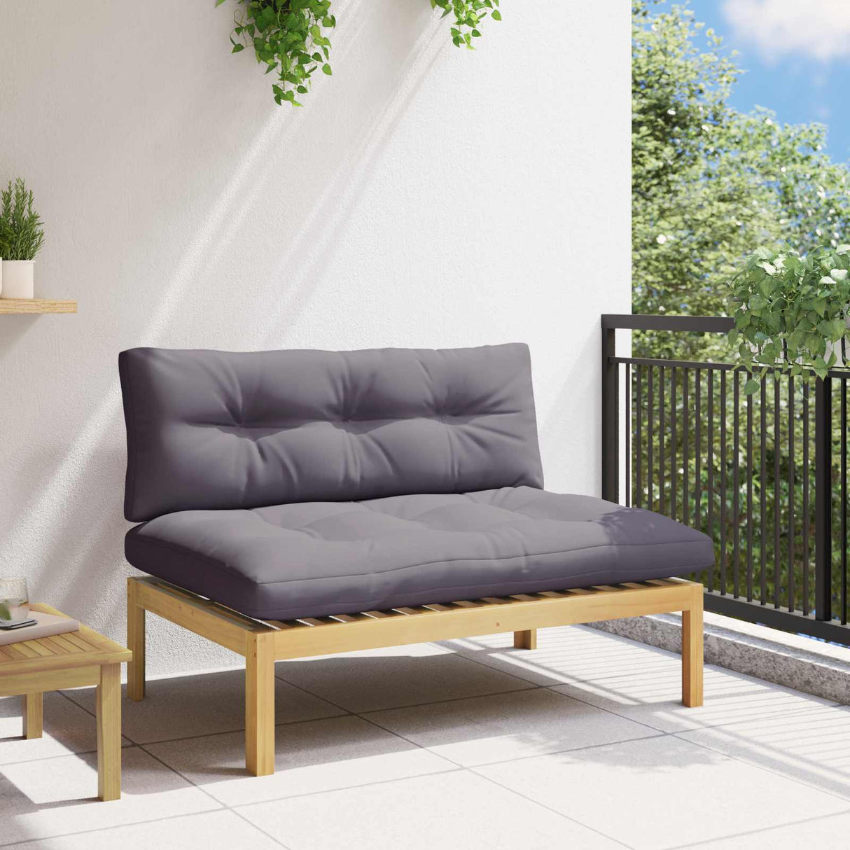 Middle Sofa Unit Light Acacia and Dark Grey 120 x 80 x 82 cm