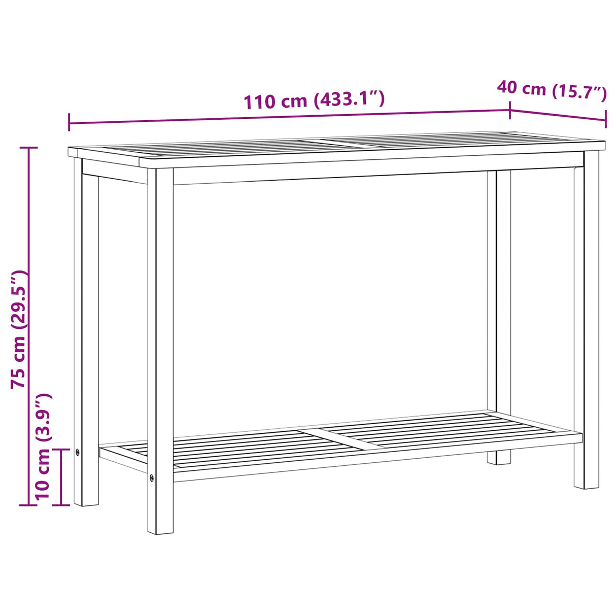 Garden Console Table Light acacia 110 x 40 x 75 cm