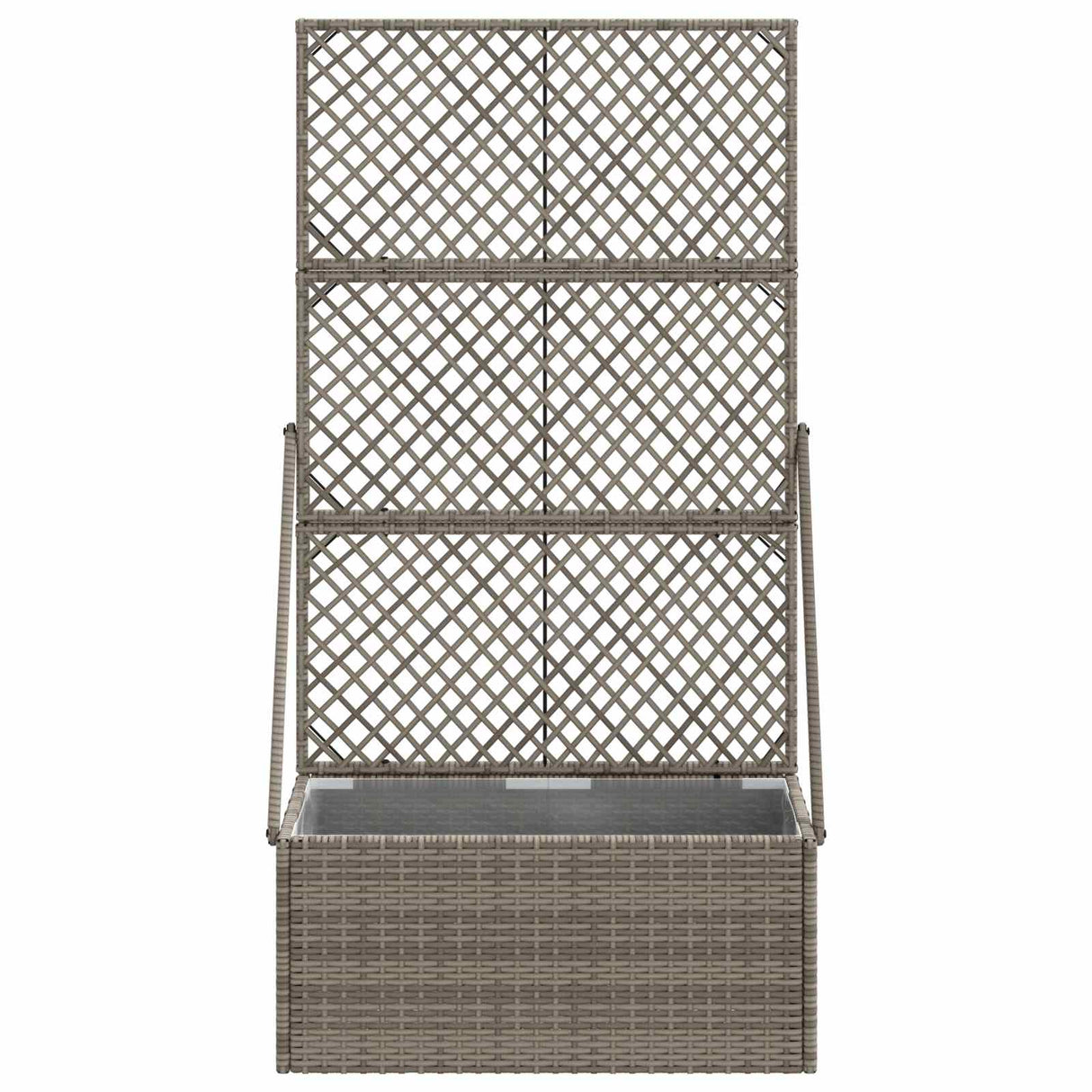 Garden Planter with Trellis Grey 70 x 30 x 135 cm Poly Rattan