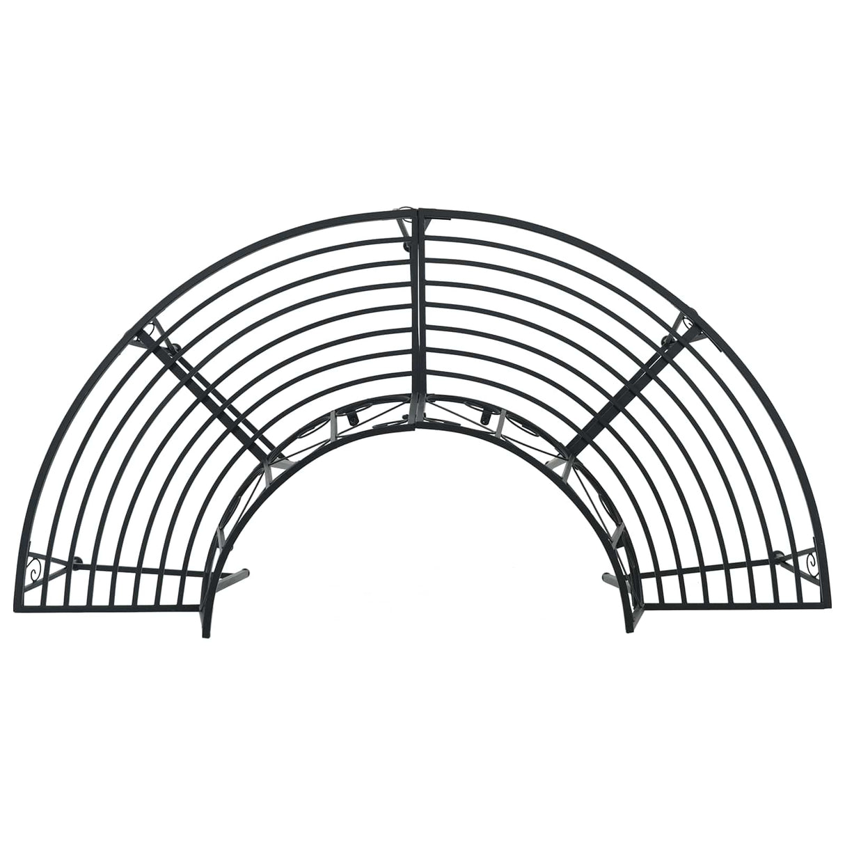 Tree Bench 4-Seater 160 x 80 x 89 cm Steel Black Half-round