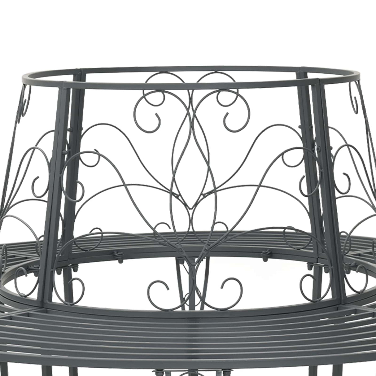 Tree Bench 8-Seater Ø 160 x 89 cm Steel Silver Grey Round