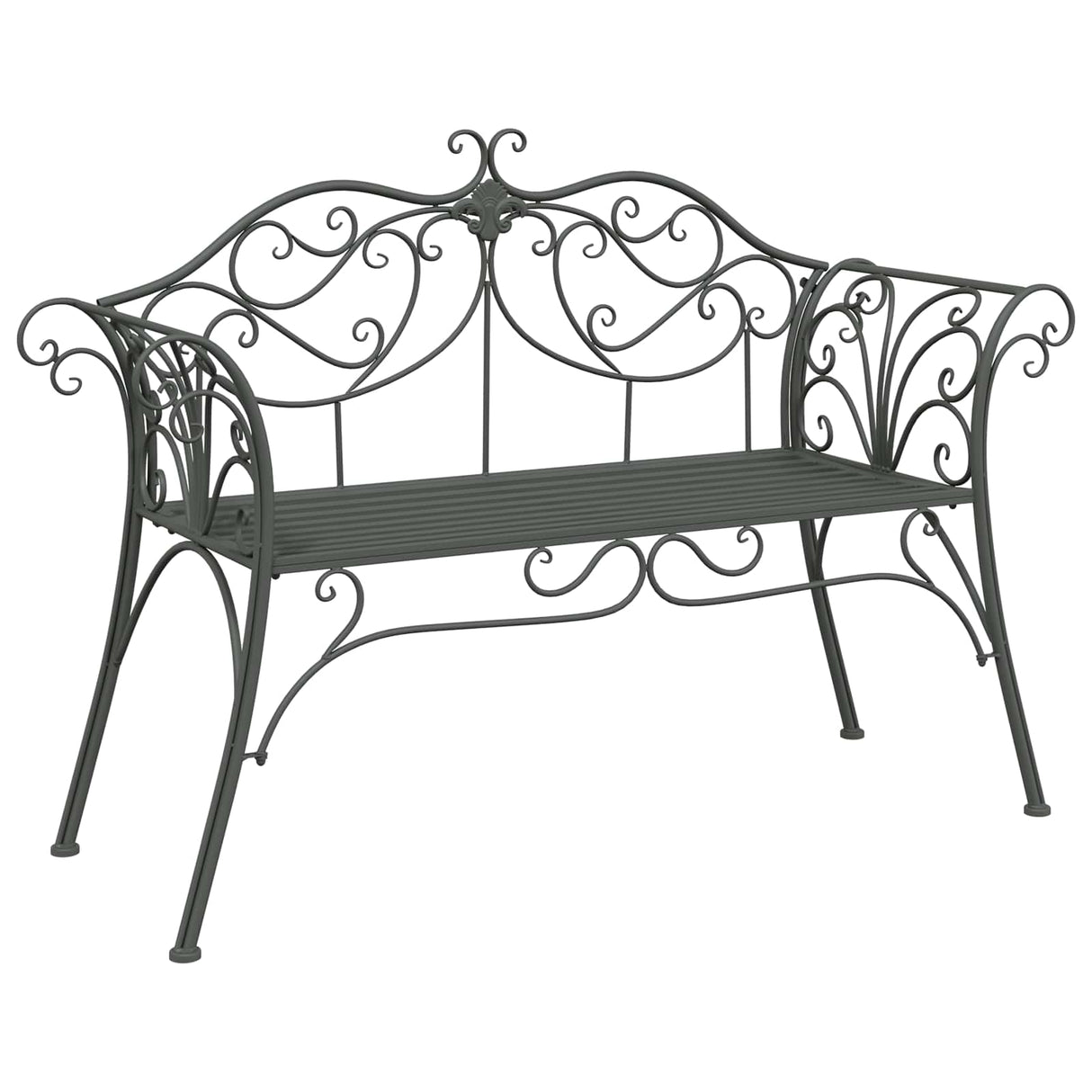 Garden Bench 2-Seater 130 x 47 x 90 cm Steel Silver Grey