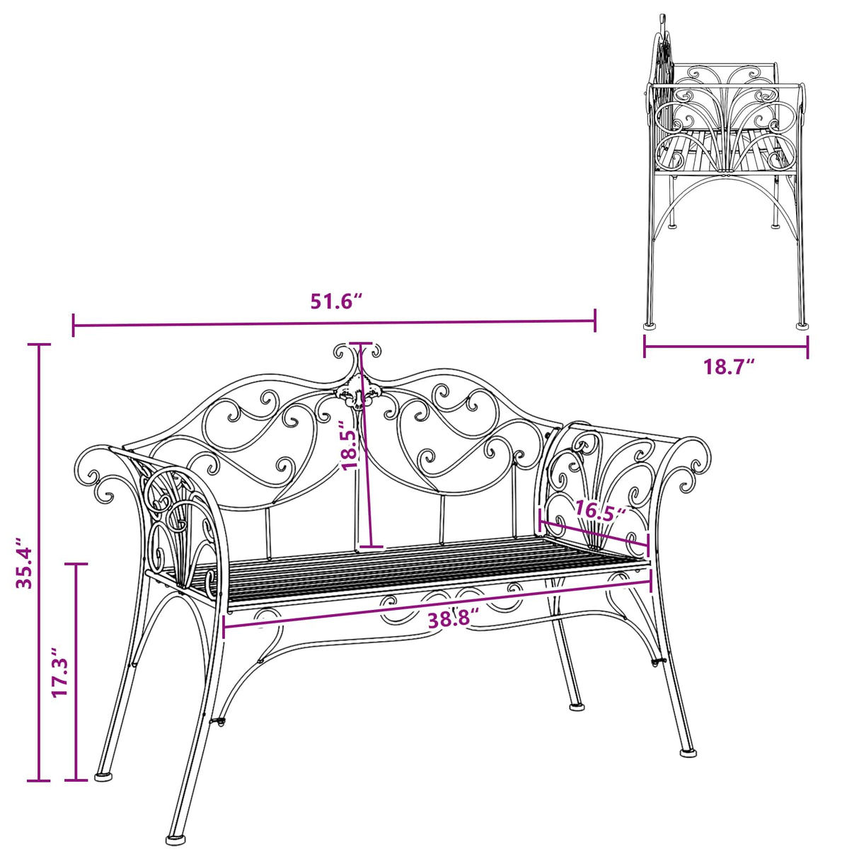 Garden Bench 2-Seater 130 x 47 x 90 cm Steel Silver Grey