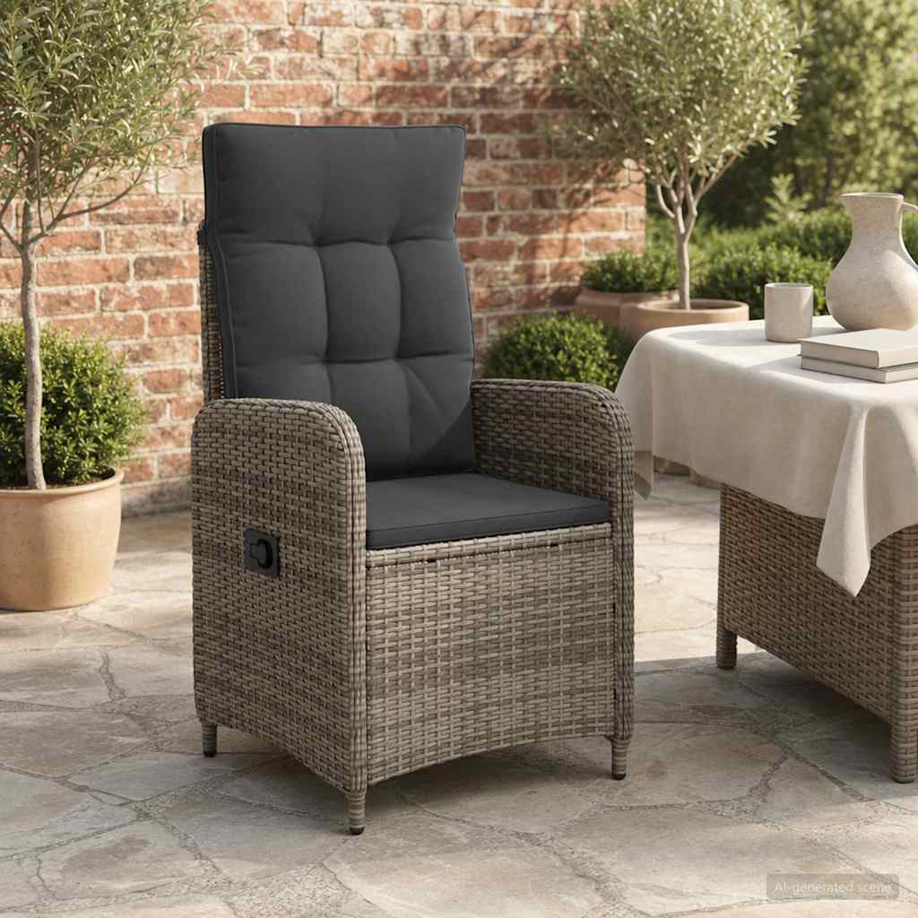 Reclining Garden Chair Grey and Dark Grey