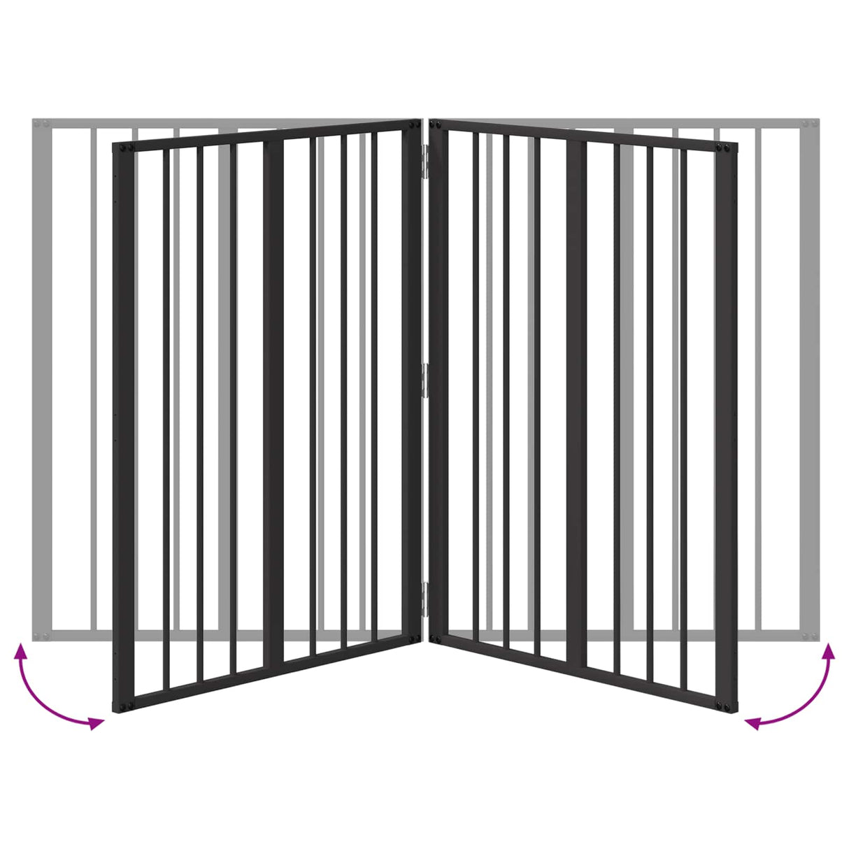 Dog Gate 2 Panels Black 100 x 100 cm Galvanised Steel