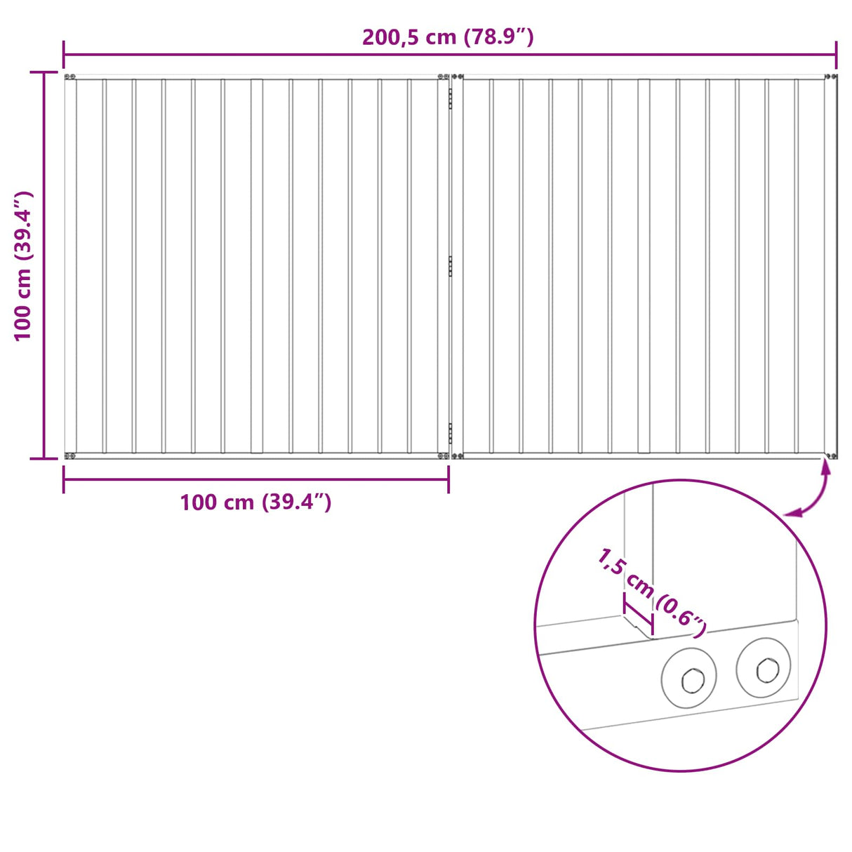 Dog Gate 2 Panels Black 100 x 100 cm Galvanised Steel