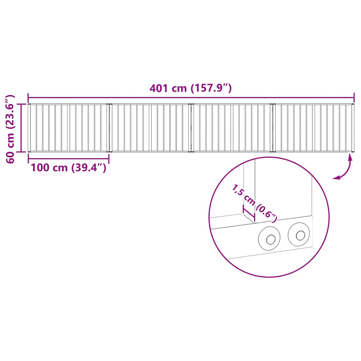 Dog Gate 4 pcs Black 100 x 60 cm Galvanised Steel