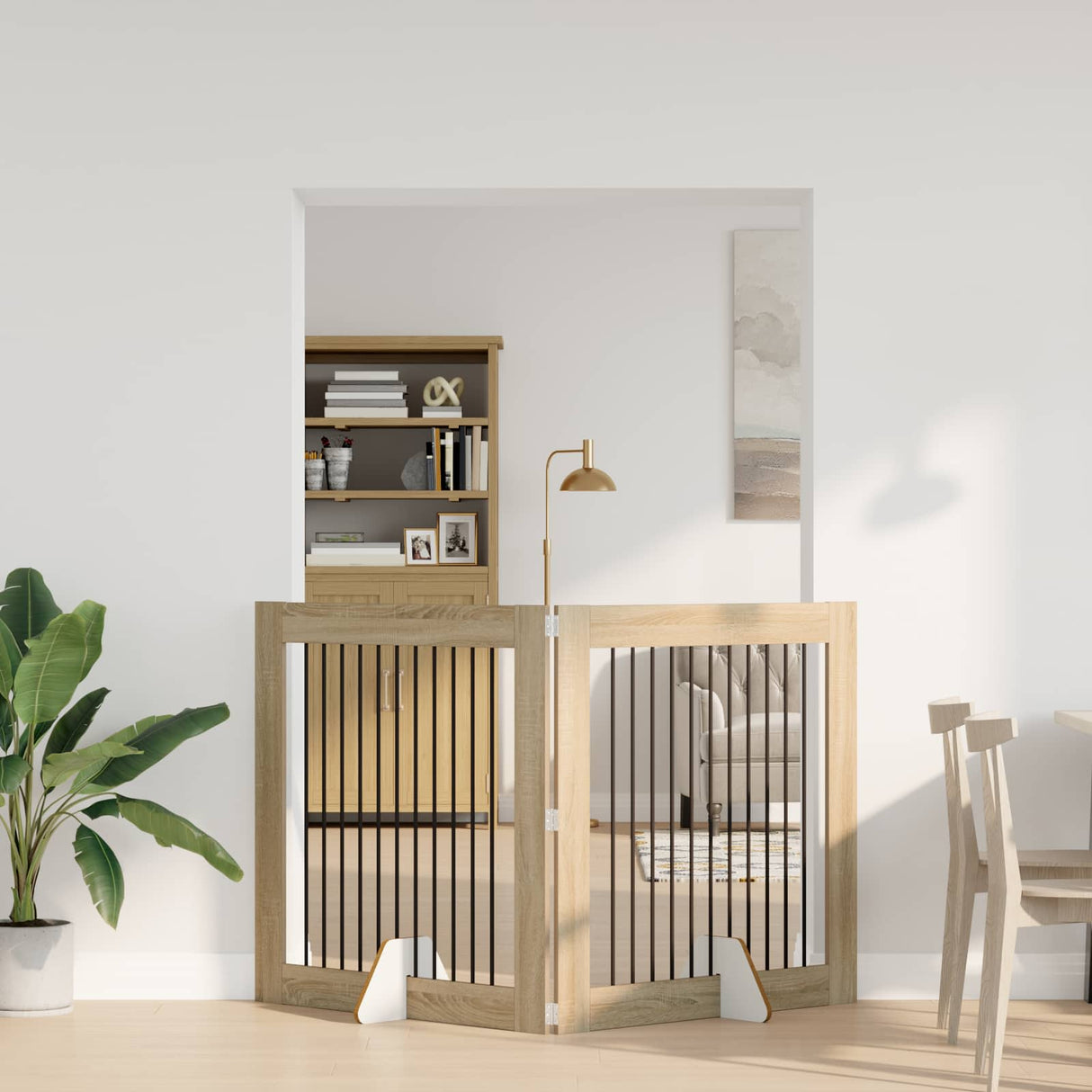 Foldable Dog Gate with Stands 2 pcs Sonoma Oak 200.5 cm