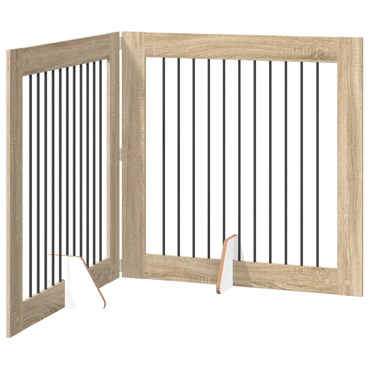 Foldable Dog Gate with Stands 2 pcs Sonoma Oak 200.5 cm