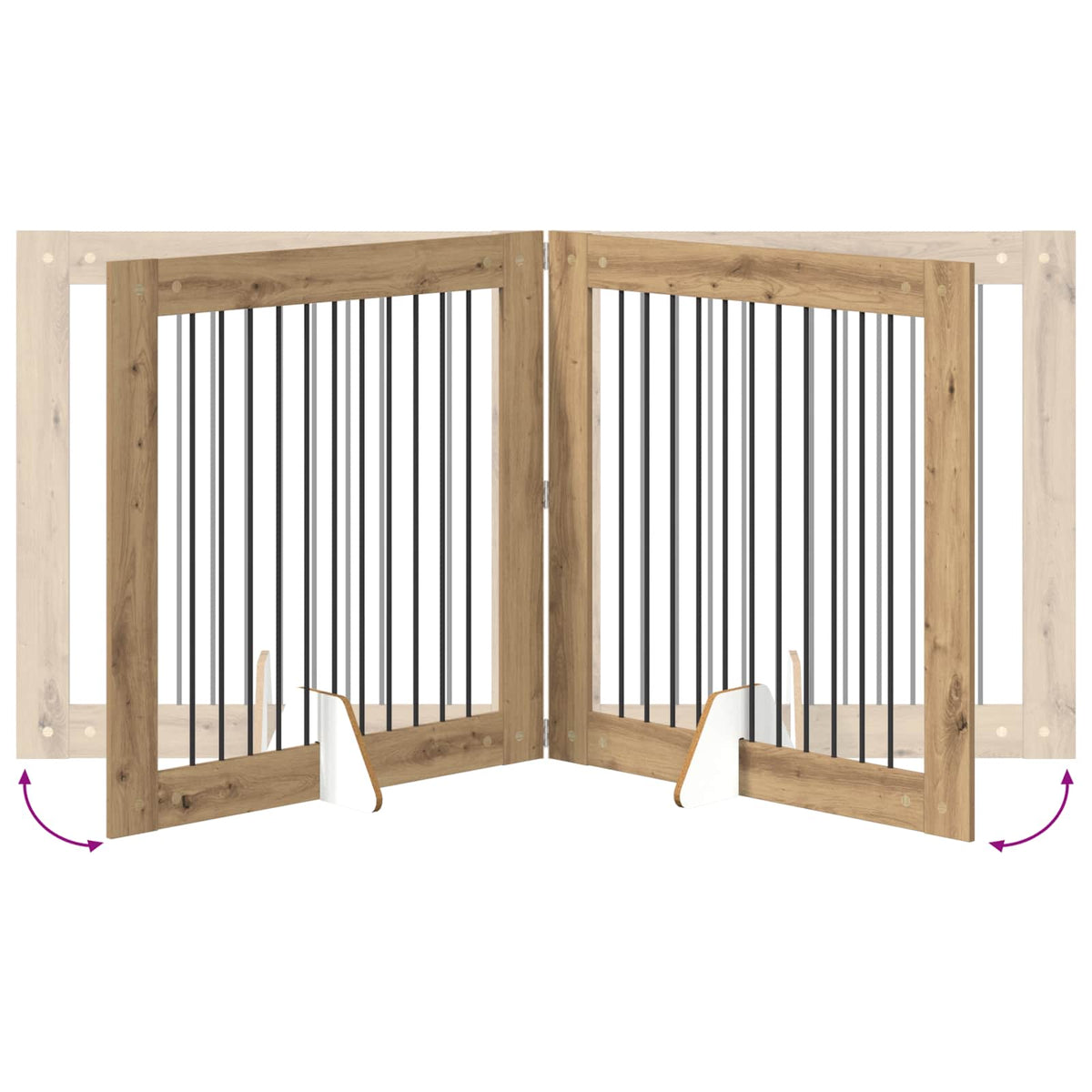 Foldable Dog Gate with Stands 2 pcs Artisan Oak 200.5 cm