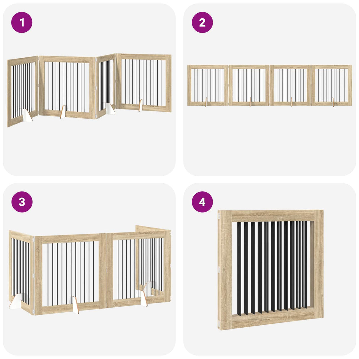 Foldable Dog Gate with Stands 4 pcs Sonoma Oak 401 cm