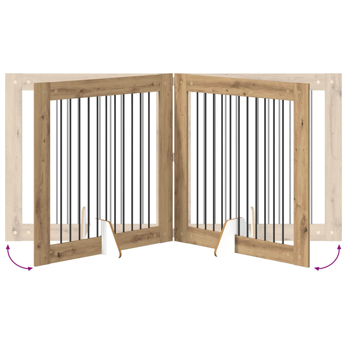Foldable Dog Gate with Stands 4 pcs Artisan Oak 401 cm