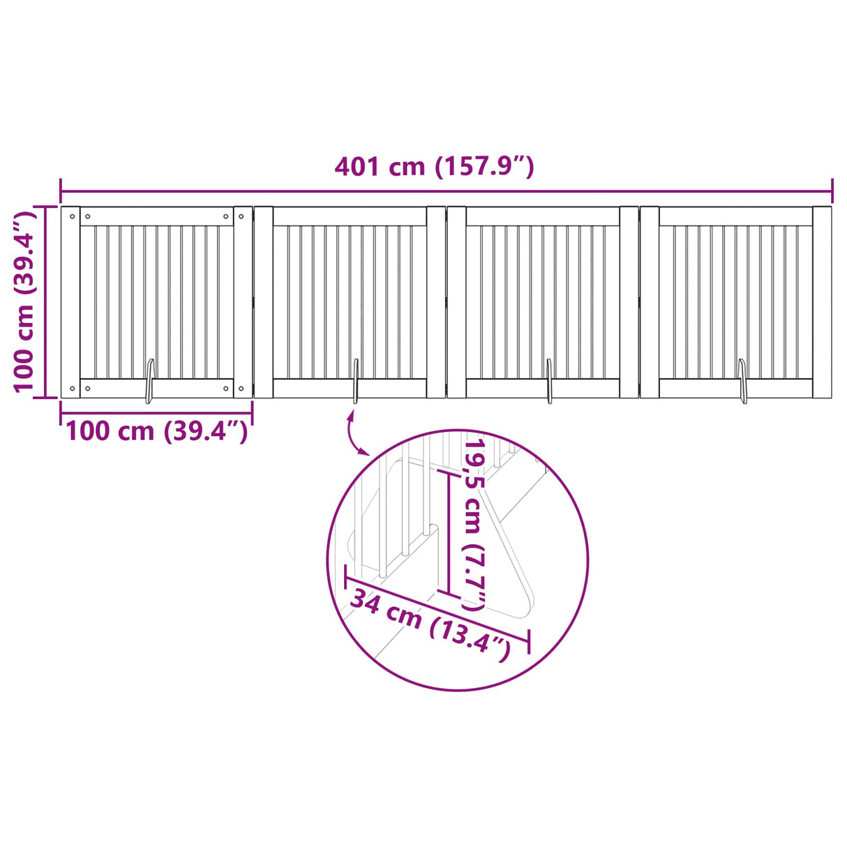Foldable Dog Gate with Stands 4 pcs Artisan Oak 401 cm