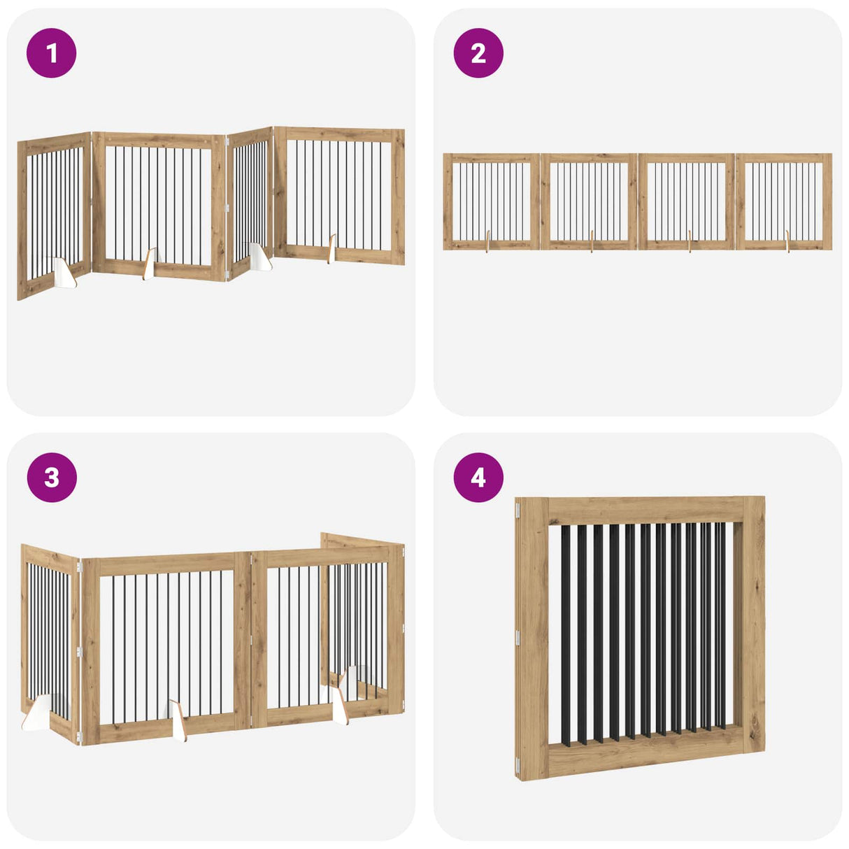 Foldable Dog Gate with Stands 4 pcs Artisan Oak 401 cm