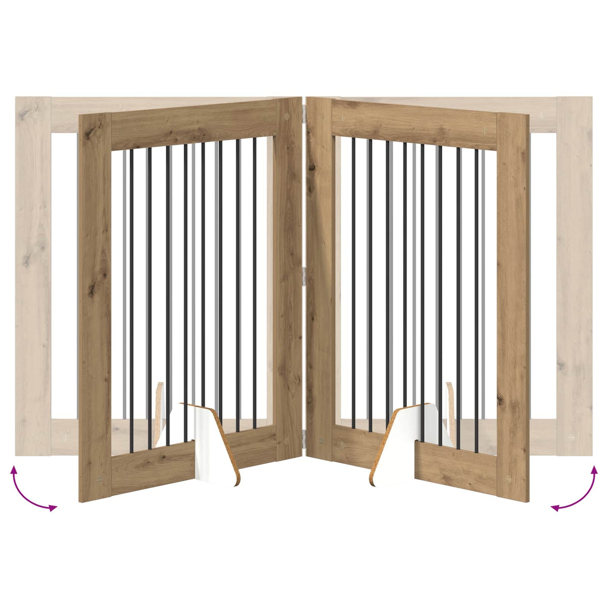 Foldable Dog Gate with Stands 2 pcs Artisan Oak 160.5 cm