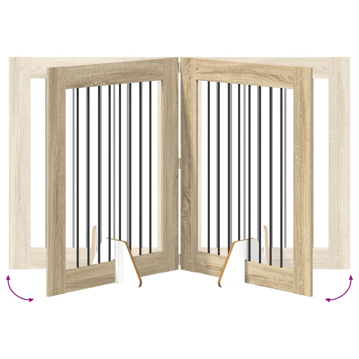 Foldable Dog Gate with Stands 4 pcs Sonoma Oak 321 cm