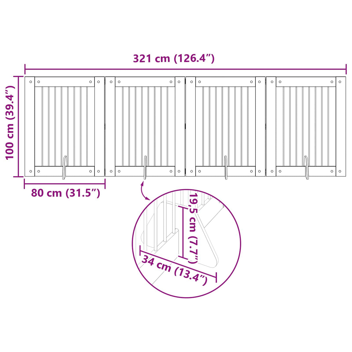 Foldable Dog Gate with Stands 4 pcs Artisan Oak 321 cm