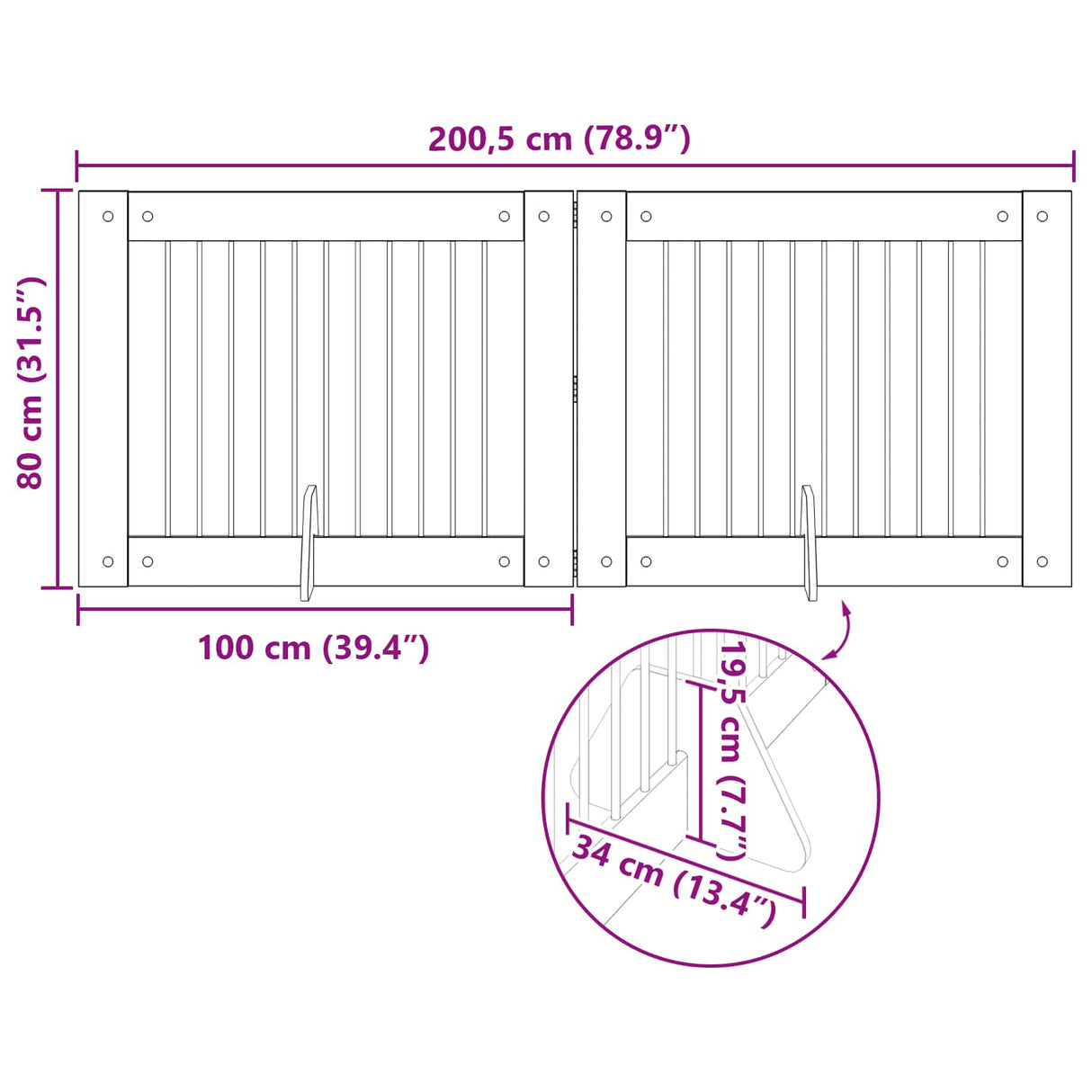 Foldable Dog Gate with Stands 2 pcs Artisan Oak 200.5 cm