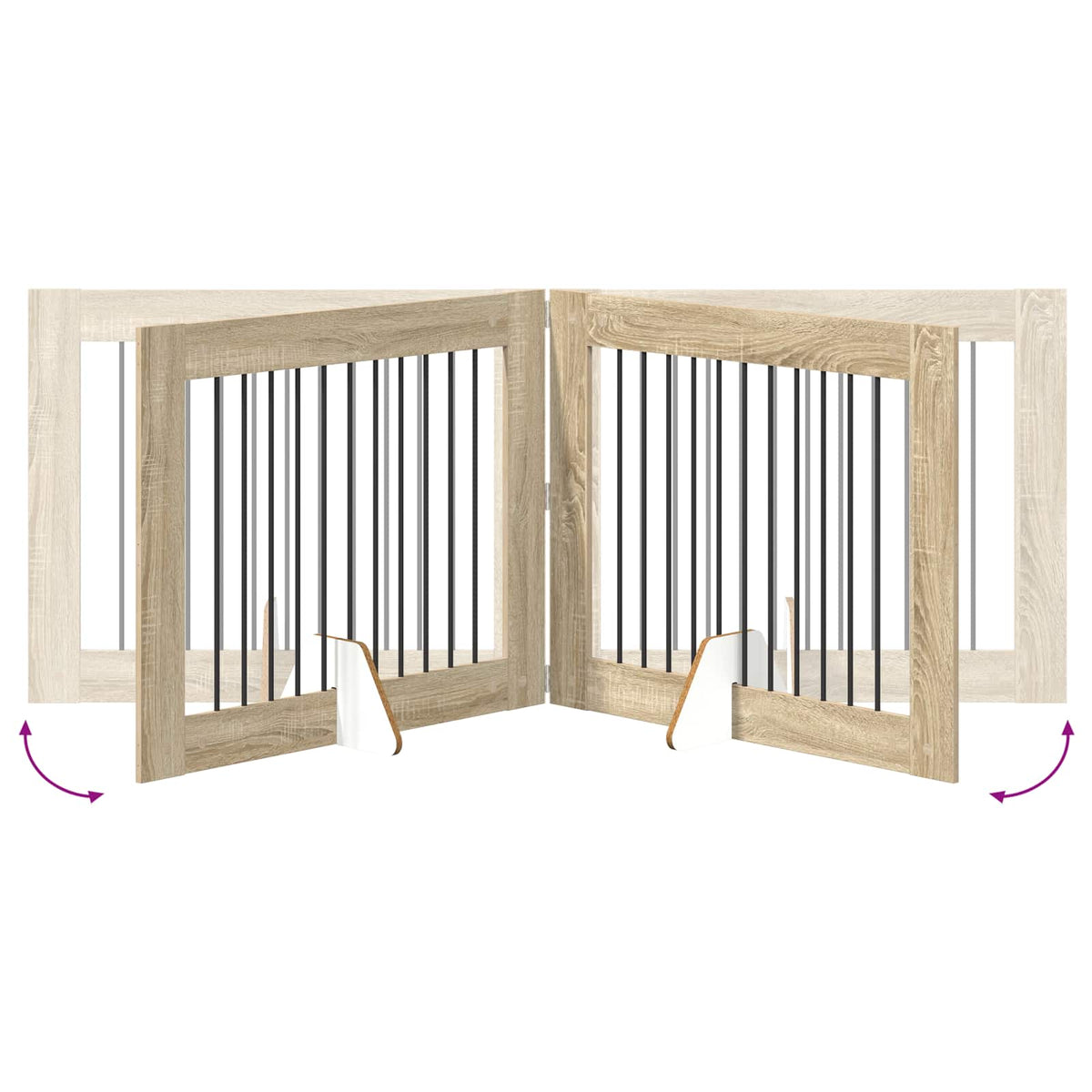 Foldable Dog Gate with Stands 4 pcs Sonoma Oak 401 cm