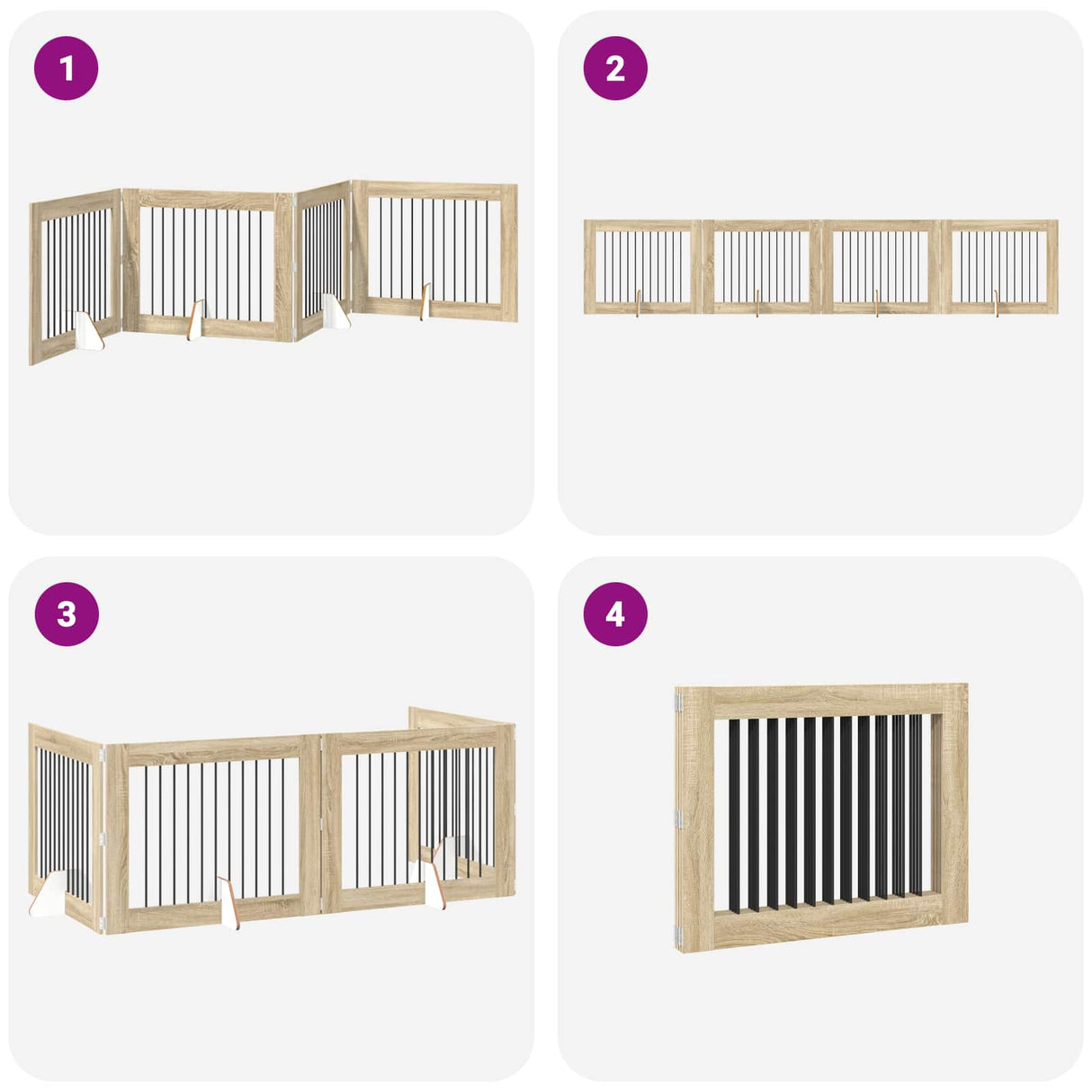 Foldable Dog Gate with Stands 4 pcs Sonoma Oak 401 cm