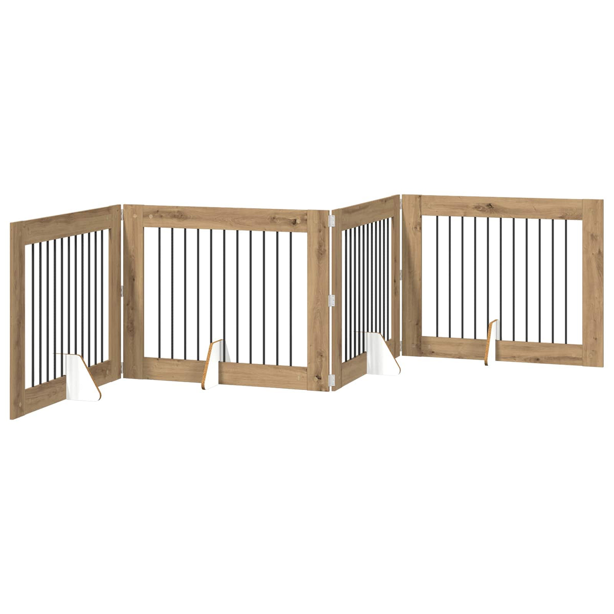 Foldable Dog Gate with Stands 4 pcs Artisan Oak 401 cm