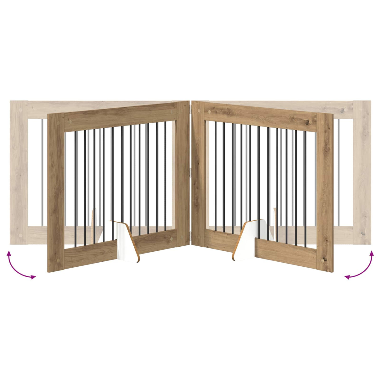 Foldable Dog Gate with Stands 4 pcs Artisan Oak 401 cm