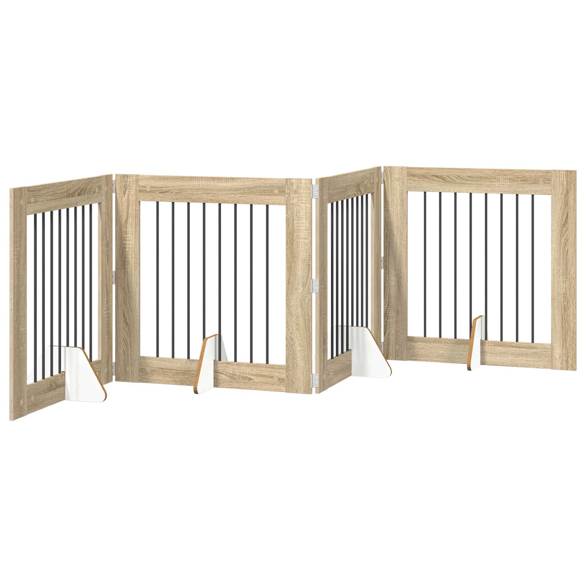 Foldable Dog Gate with Stands 4 pcs Sonoma Oak 321 cm