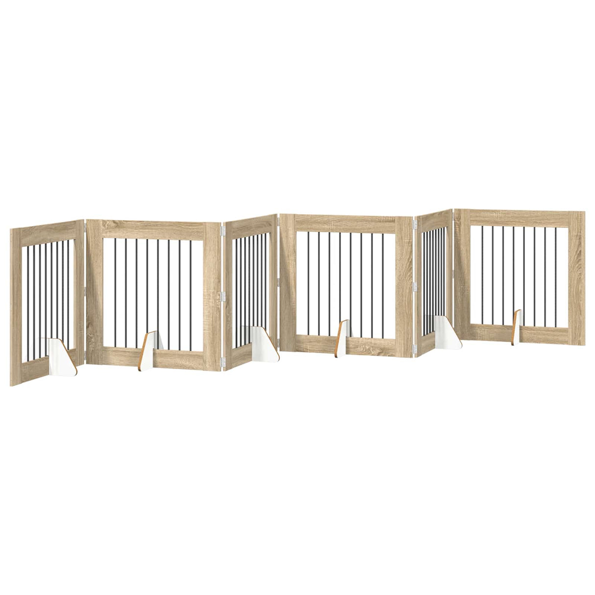 Foldable Dog Gate with Stands 6 pcs Sonoma Oak 482 cm