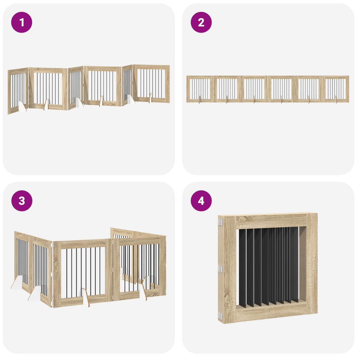 Foldable Dog Gate with Stands 6 pcs Sonoma Oak 482 cm