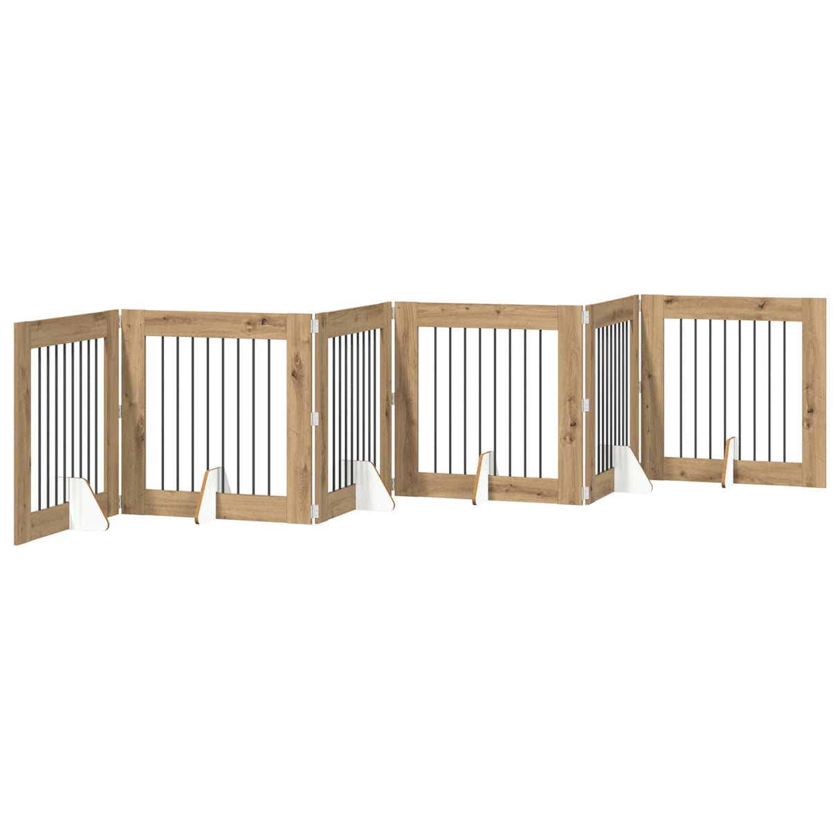 Foldable Dog Gate with Stands 6 pcs Artisan Oak 482 cm
