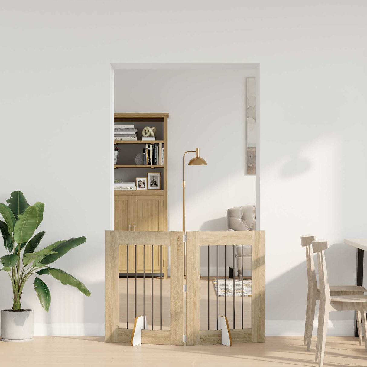 Foldable Dog Gate with Stands 2 pcs Sonoma Oak 120,5 cm