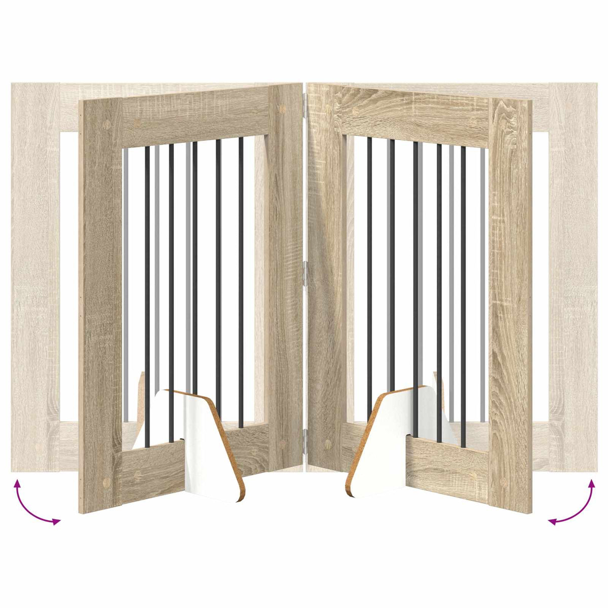 Foldable Dog Gate with Stands 2 pcs Sonoma Oak 120,5 cm