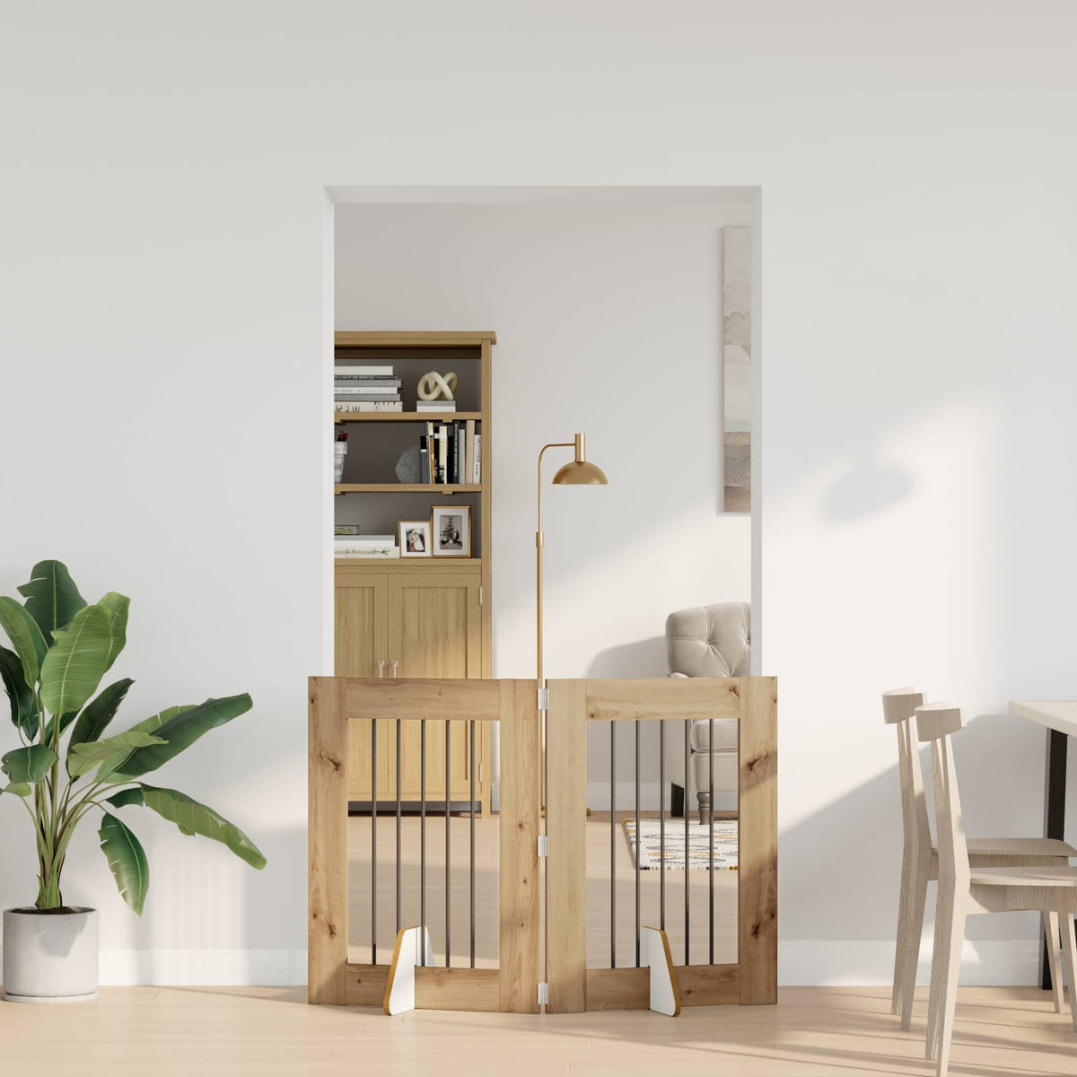 Foldable Dog Gate with Stands 2 pcs Artisan Oak 120,5 cm