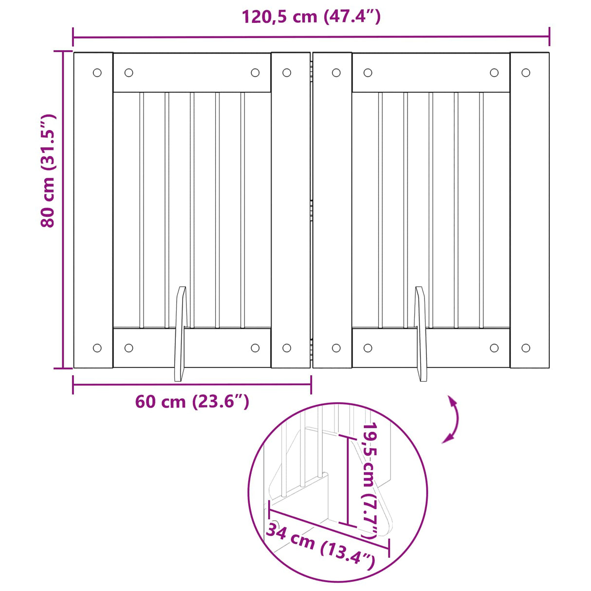 Foldable Dog Gate with Stands 2 pcs Artisan Oak 120,5 cm
