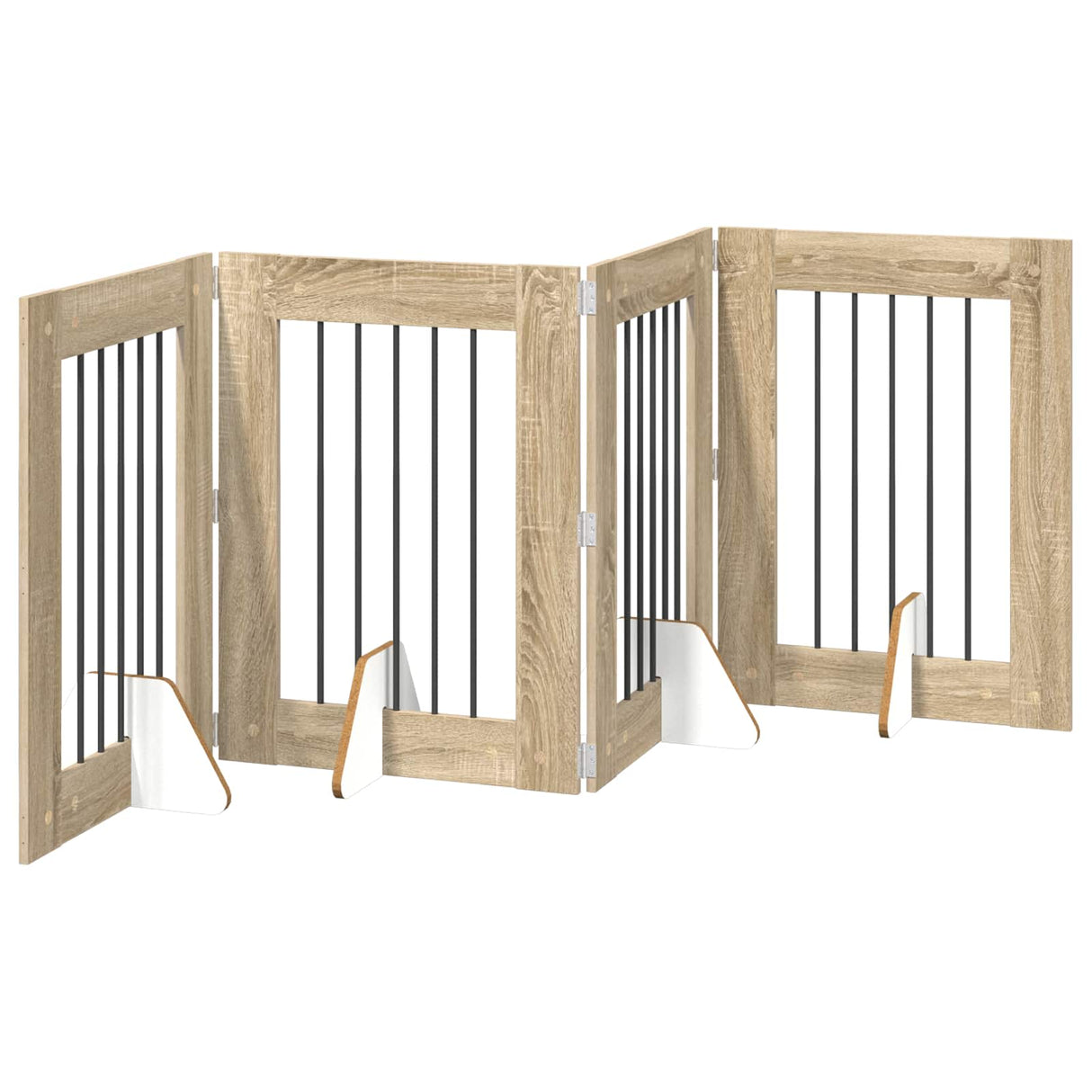Foldable Dog Gate with Stands 4 pcs Sonoma Oak 241 cm