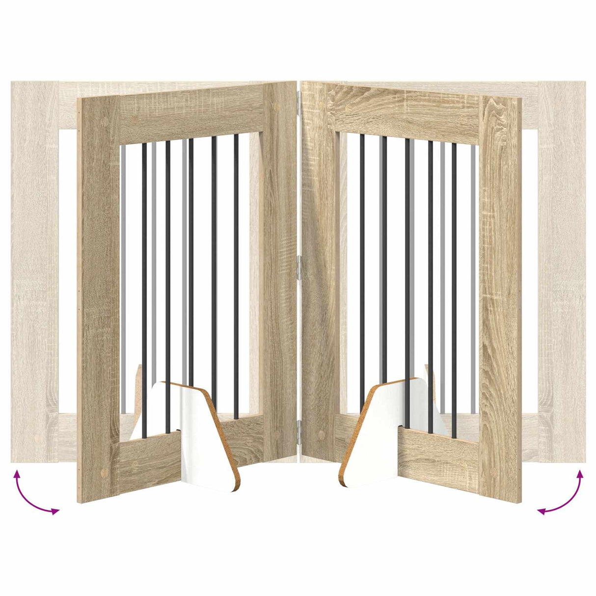 Foldable Dog Gate with Stands 4 pcs Sonoma Oak 241 cm