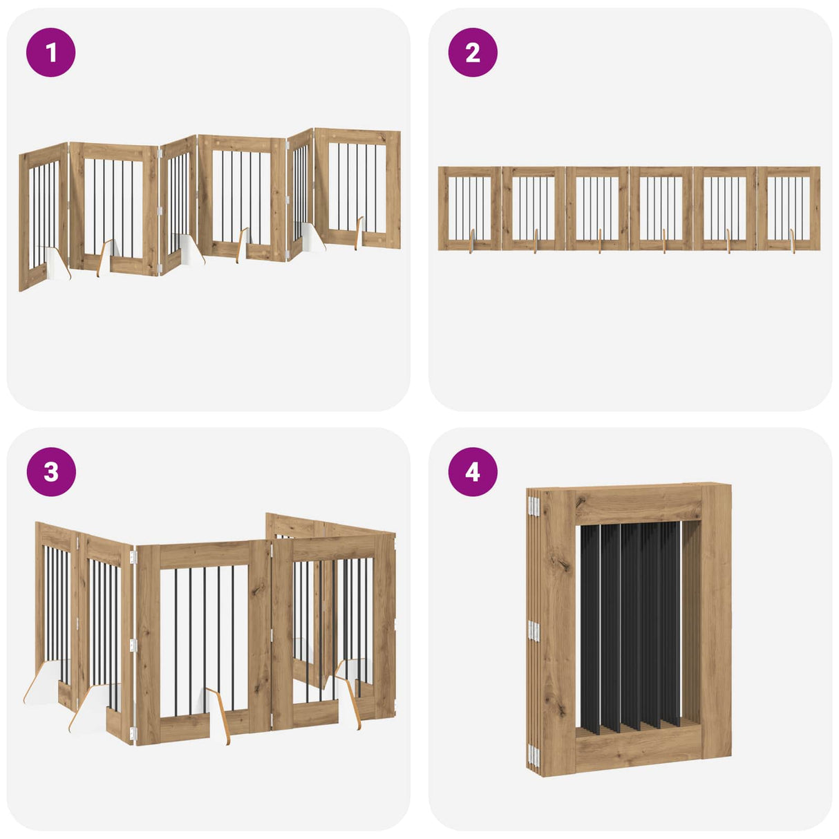 Foldable Dog Gate with Stands 6 pcs Artisan Oak 362 cm