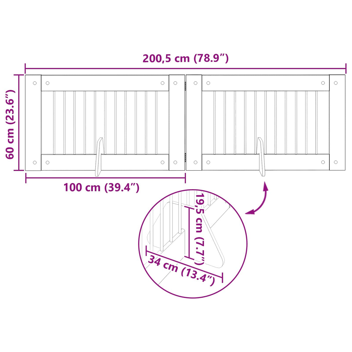 Foldable Dog Gate with Stands 2 pcs Artisan Oak 200.5 cm
