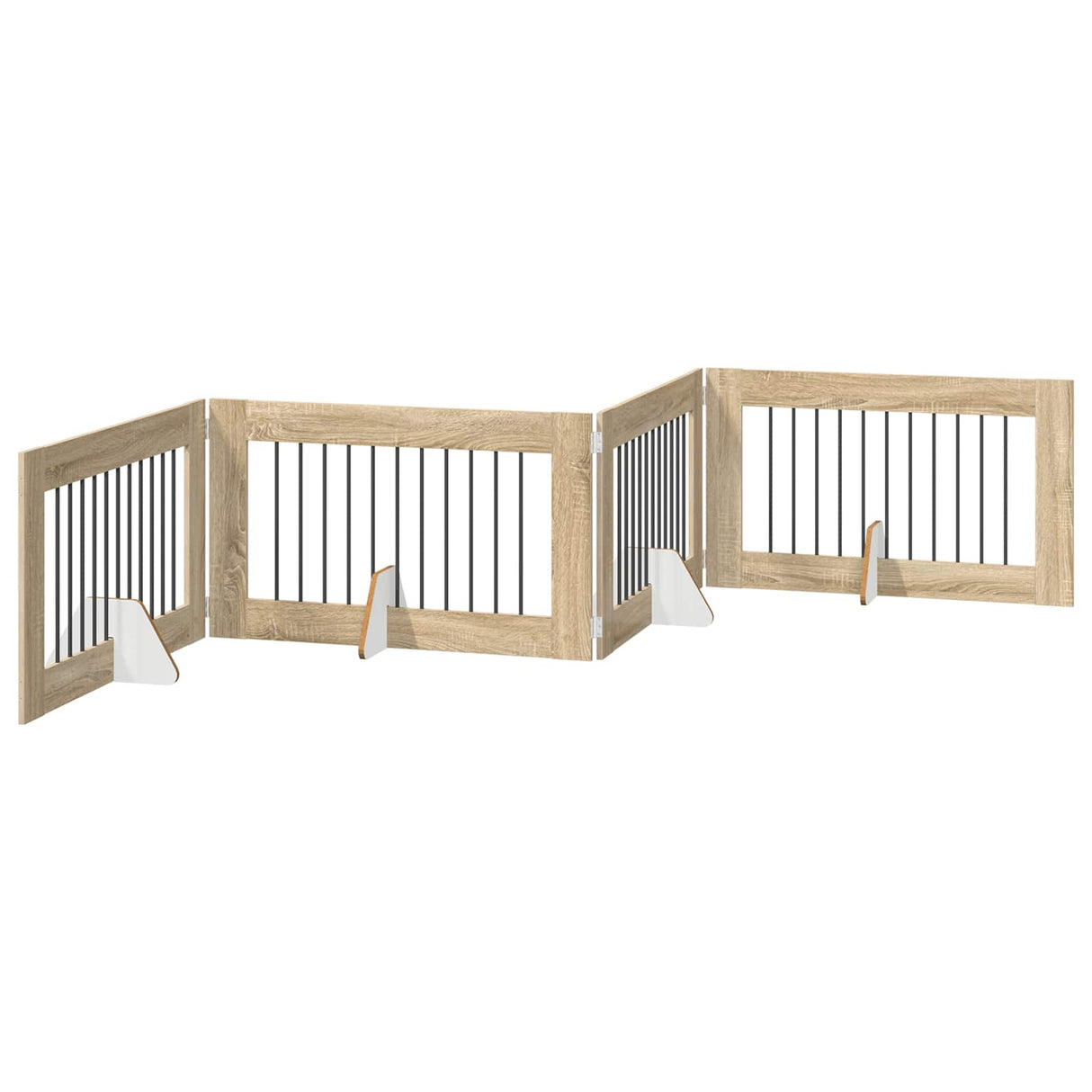 Foldable Dog Gate with Stands 4 pcs Sonoma Oak 401 cm