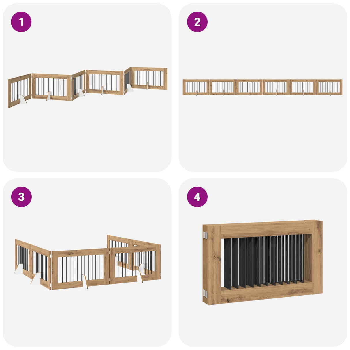 Foldable Dog Gate with Stands 6 pcs Artisan Oak 602 cm