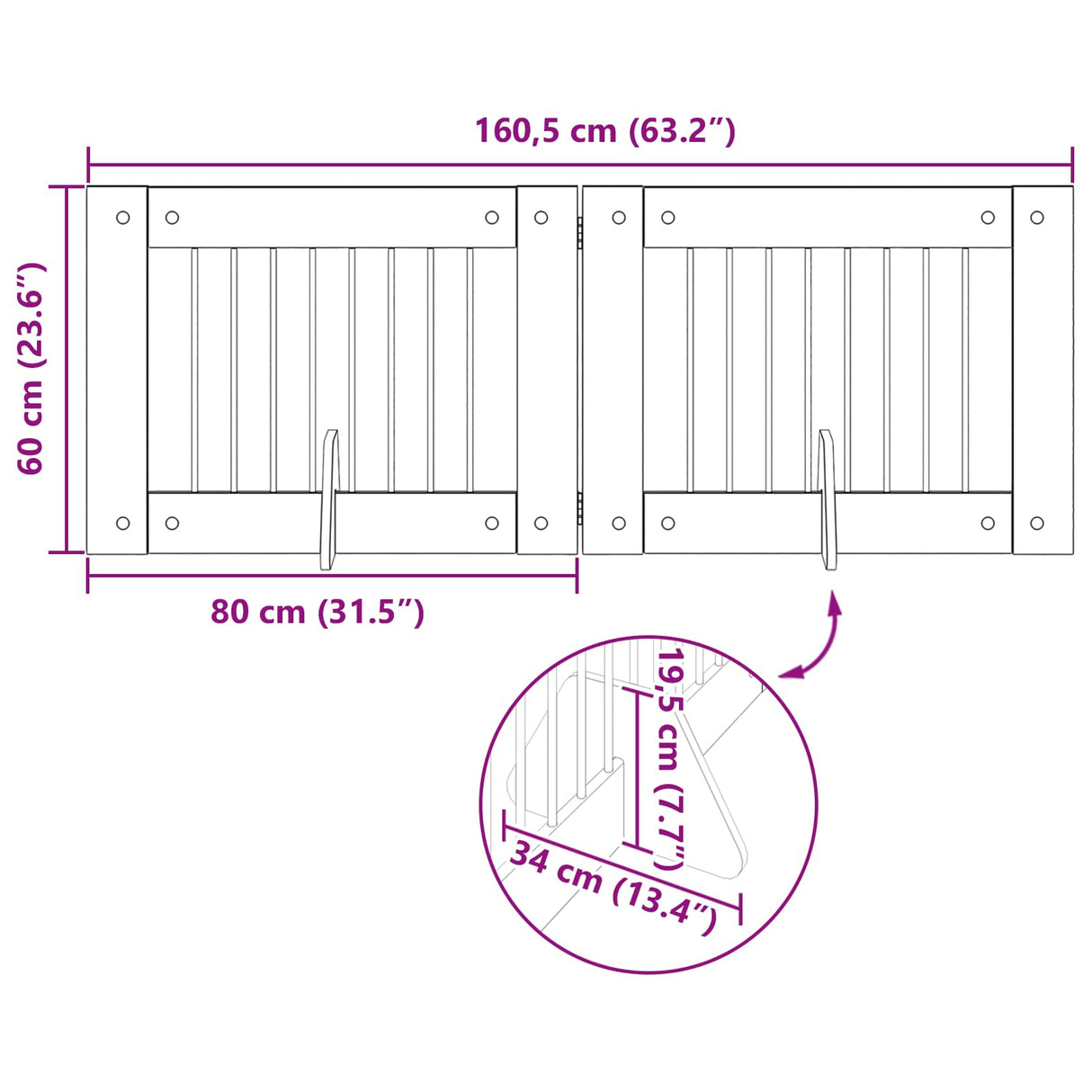 Foldable Dog Gate with Stands 2 pcs Sonoma Oak 160.5 cm